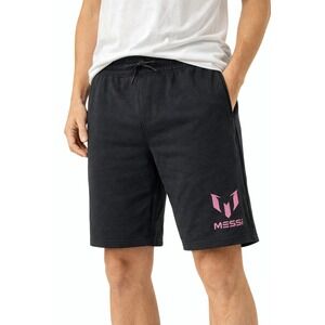 Messi Black Fleece Shorts 3XL Athletic Sportswear Logo Drawstring Waist MSRP $24